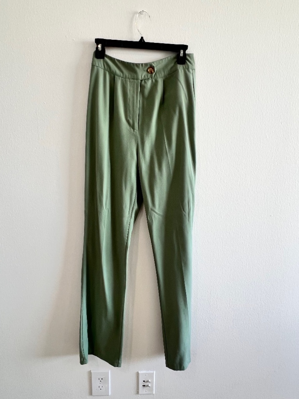 Nasty Gal Sage Green High Waisted Tailored Straight Leg Trousers